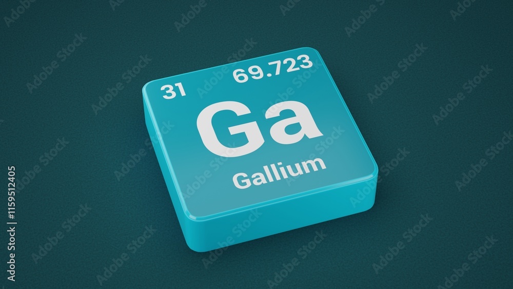 Gallium element on the Periodic table. 31th Element of the Periodic table elements Gallium element on the Periodic table. 31th Element of the Periodic table elements