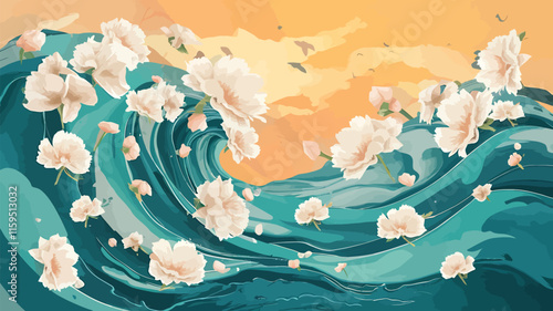 blooming tides petal drift wave garden inked blossoms flowing floral petal streams whispering waves floral currents ink ripple blooms
wave-kissed
