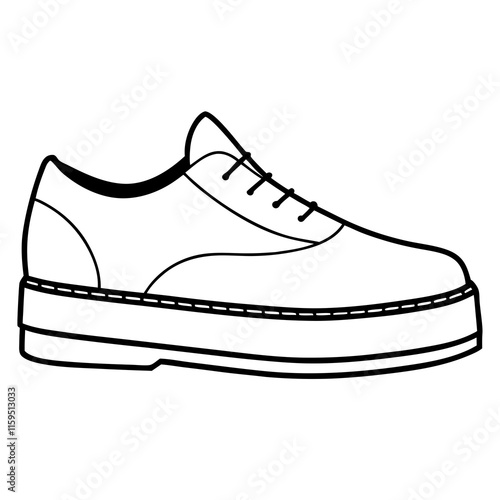 Platform Shoes - Minimal Flat Vector Silhouette on White