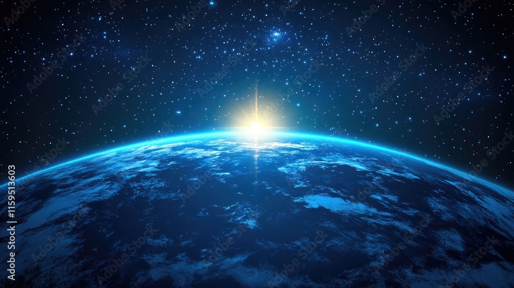 Fototapeta premium Earthrise Sunrise Celestial Sphere Starry Night