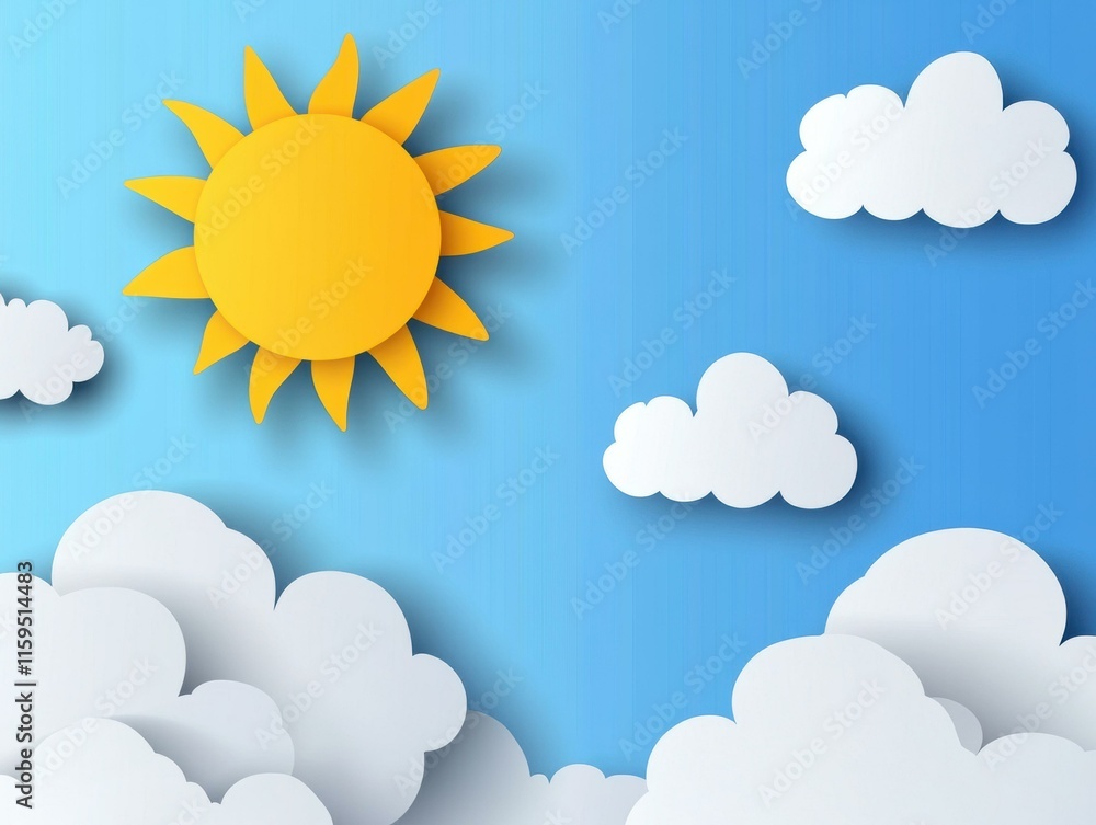 Sunny day with fluffy clouds. AI. Sunny day with fluffy clouds. AI.