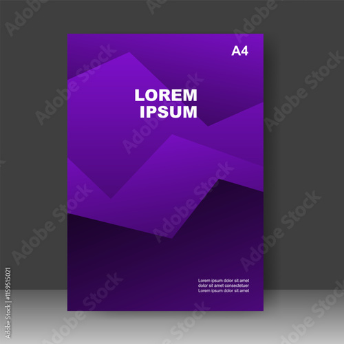 Book cover purple shape modern design. Annual report. Brochure template, catalog. Simple Flyer promotion. magazine. Vector illustration