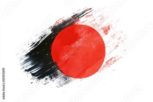 Brush Painted Japan Flag in Hand Drawn Style Showcasing National Pride and Artistic Expression. Generative AI photo