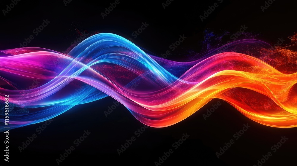 Abstract Colorful Waves Flowing Dynamically Across Dark Background Abstract Colorful Waves Flowing Dynamically Across Dark Background