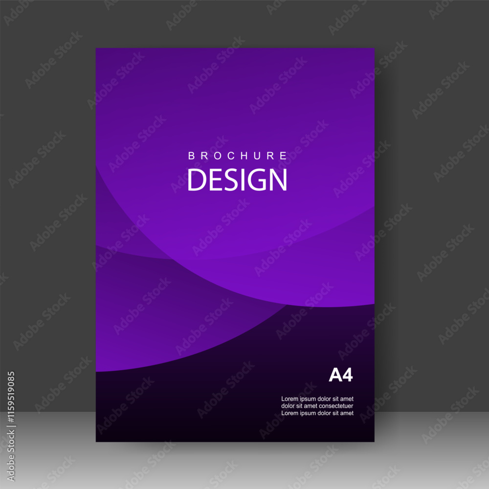 Fototapeta premium Book cover purple shape modern design. Annual report. Brochure template, catalog. Simple Flyer promotion. magazine. Vector illustration