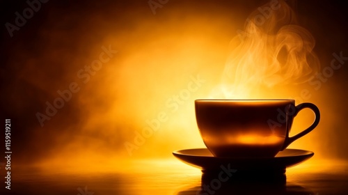 Artistic Coffee Cup with Ambient Lighting and High Contrast