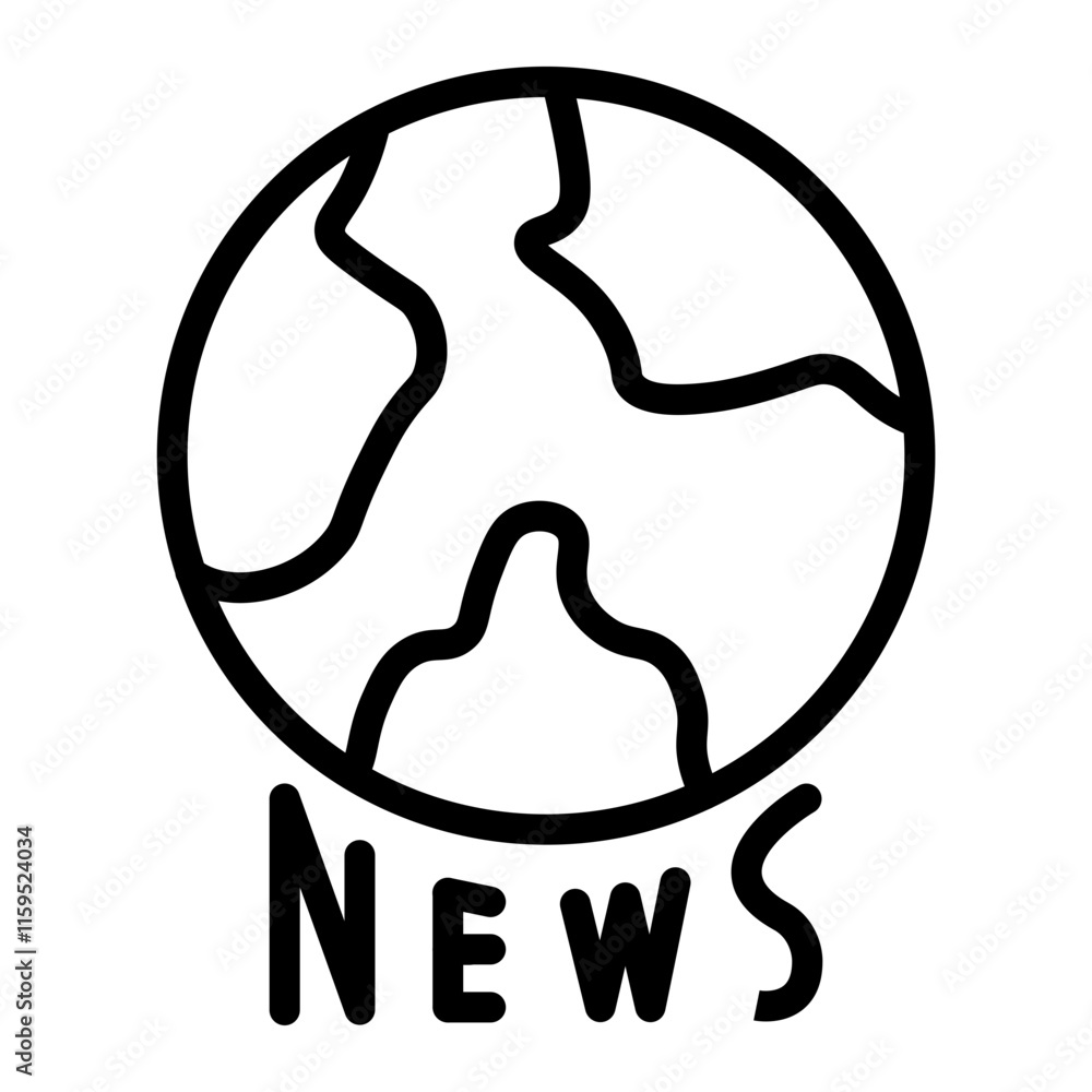 World News Vector Line Icon Design World News Vector Line Icon Design