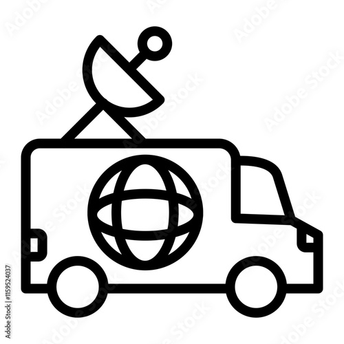 News Van Vector Line Icon Design