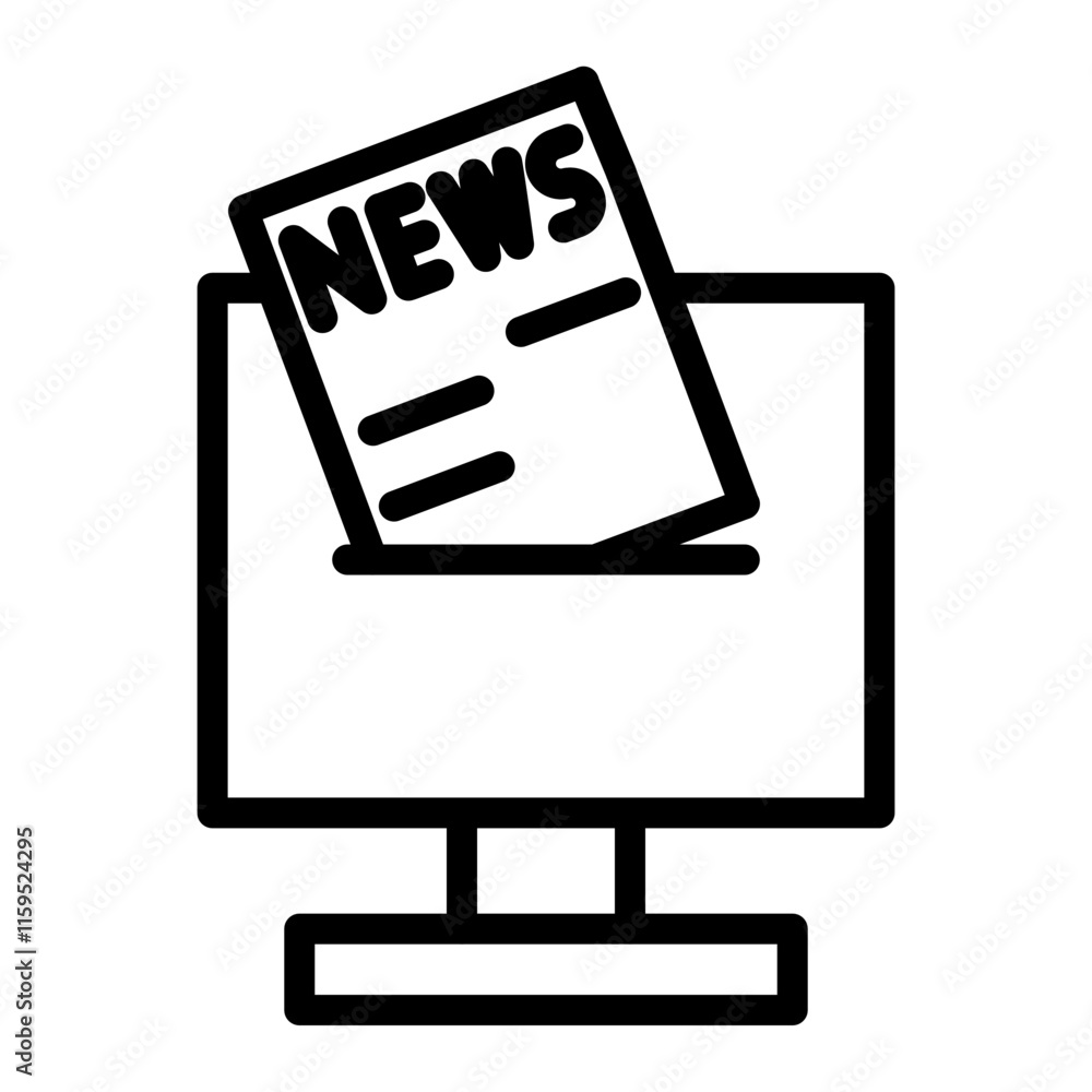 Digital News Feed Vector Line Icon Design Digital News Feed Vector Line Icon Design