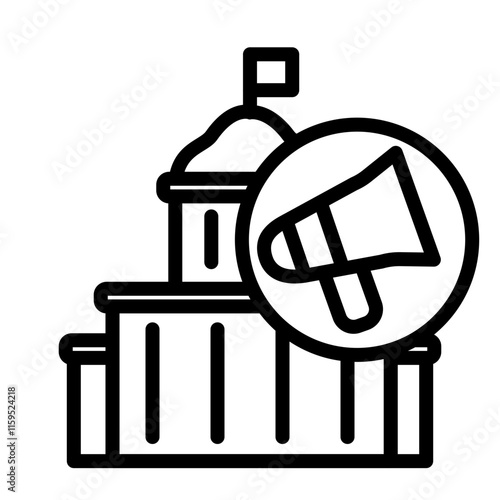 Political News Vector Line Icon Design