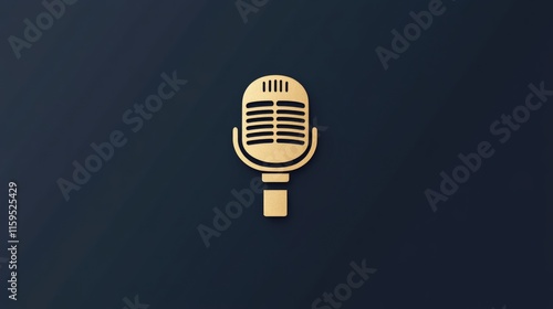 Vintage gold microphone on dark background