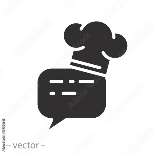 cook blog, advice from the chef, learning cooking classes in internet, recipe online chef icon, flat vector illustration
