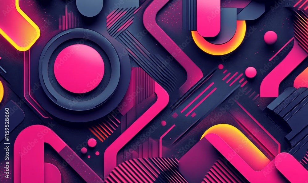 Obraz premium Bold pink geometric patterns with glowing edges, Generative AI