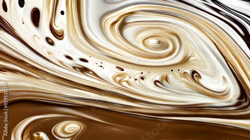 Creamy mousse swirls blend together in display of light and dark shades. Rich textures create atmosphere perfect for desserts or sweet treats. 17-1230 Mocha Mousse Color of the year 2025 background