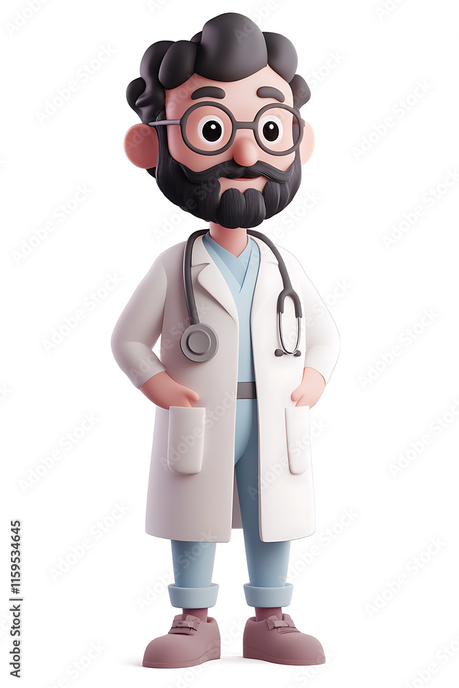 A cartoonish doctor character wearing a lab coat and stethoscope, symbolizing healthcare. A cartoonish doctor character wearing a lab coat and stethoscope, symbolizing healthcare.