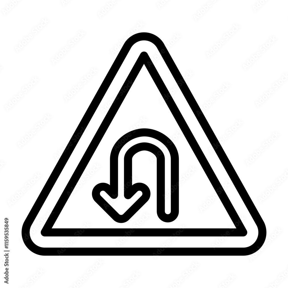 Left U Turn Vector Line Icon Design Left U Turn Vector Line Icon Design
