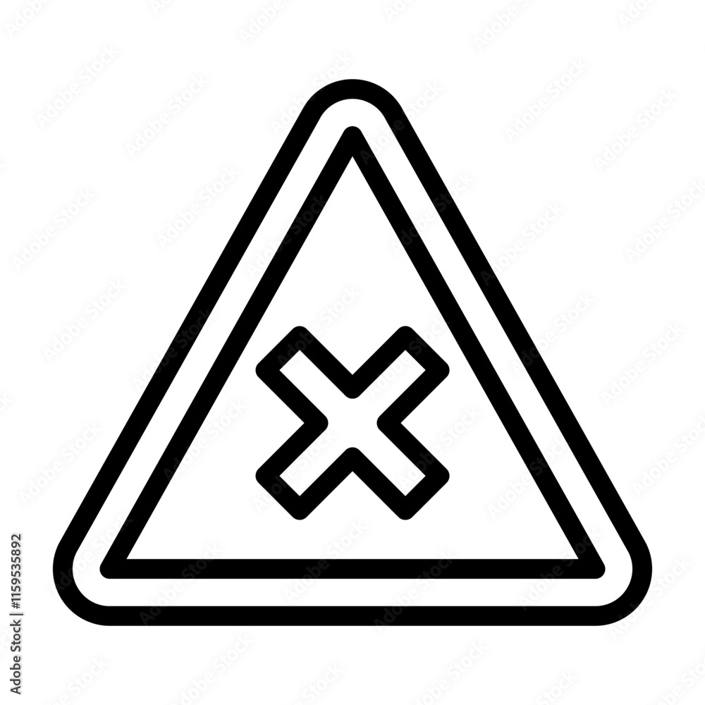 Cross Road Vector Line Icon Design Cross Road Vector Line Icon Design