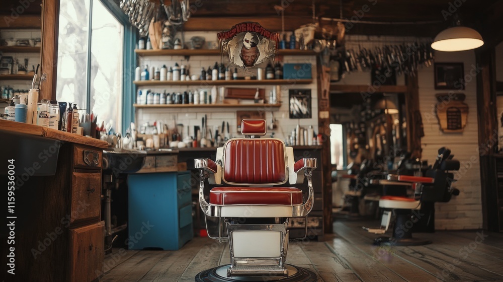Fototapeta premium Barbershop salon workplace background