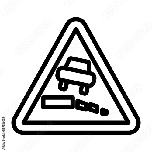 Attention Bad Road Ahead Vector Line Icon Design