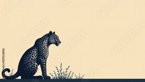 Majestic Leopard Silhouette with Copy Space photo