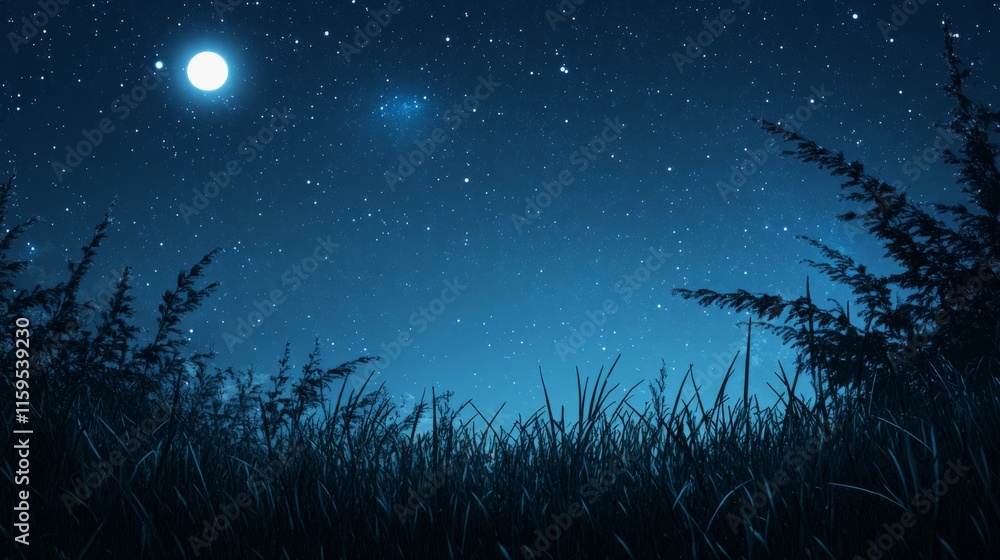 Naklejka premium Night sky nature landscape background