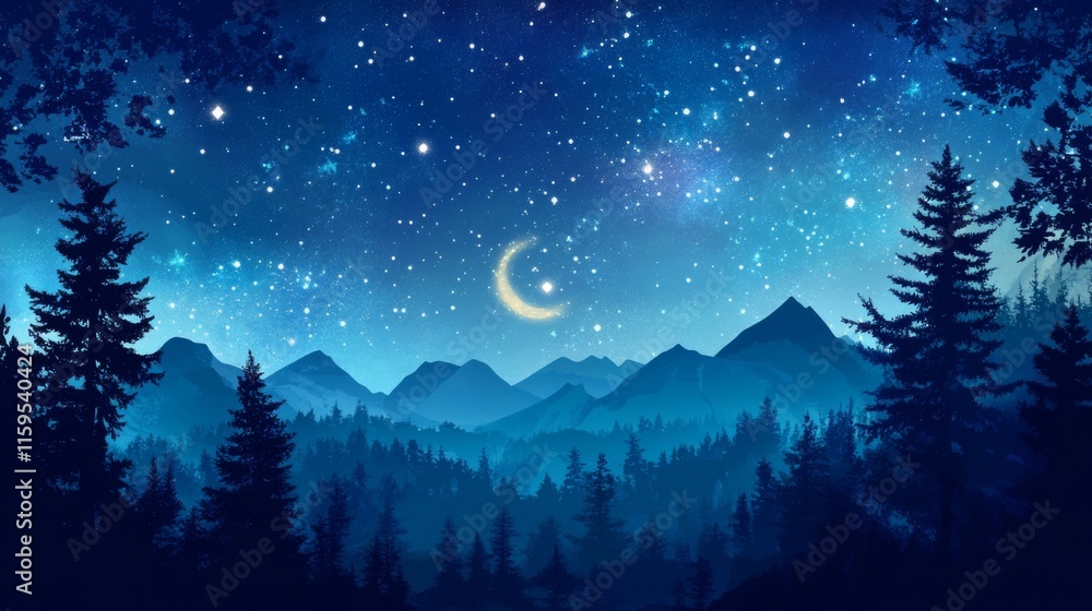 Naklejka premium Night sky nature landscape background