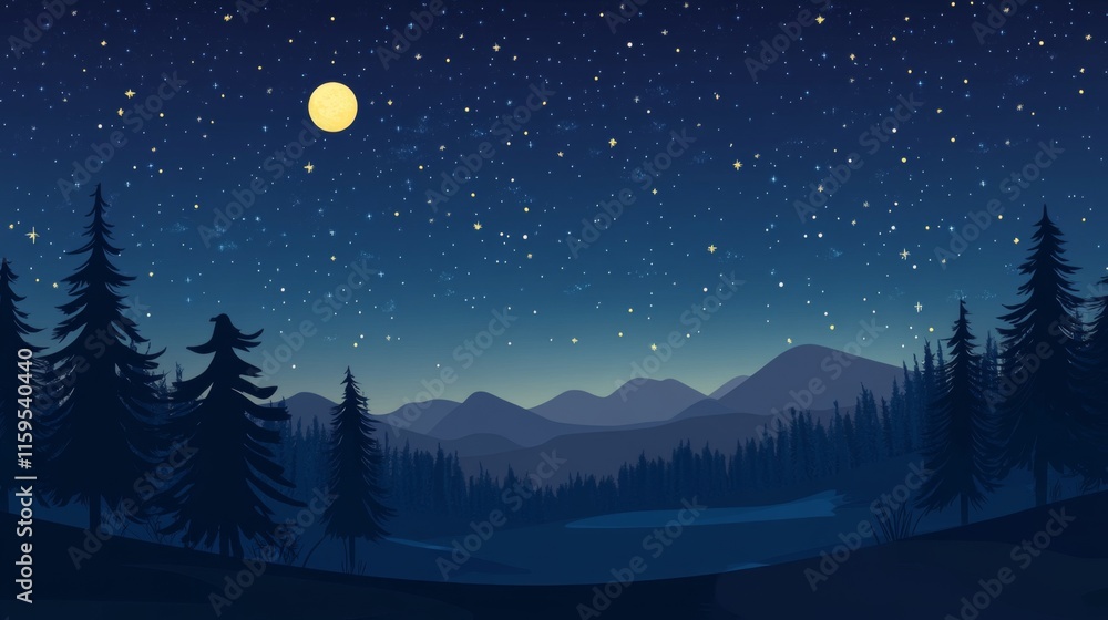 Fototapeta premium Night sky nature landscape background