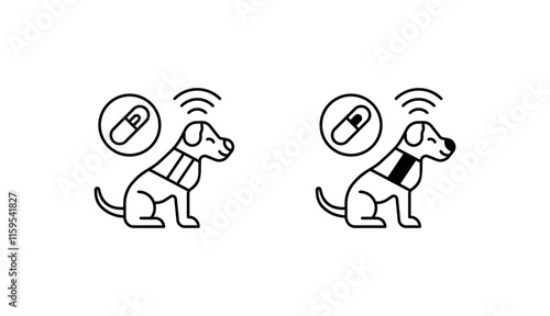 Pet microchip icon design with white background stock illustration