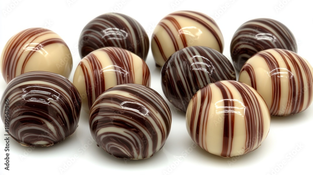 Swirled milk and dark chocolate balls on white. Swirled milk and dark chocolate balls on white.