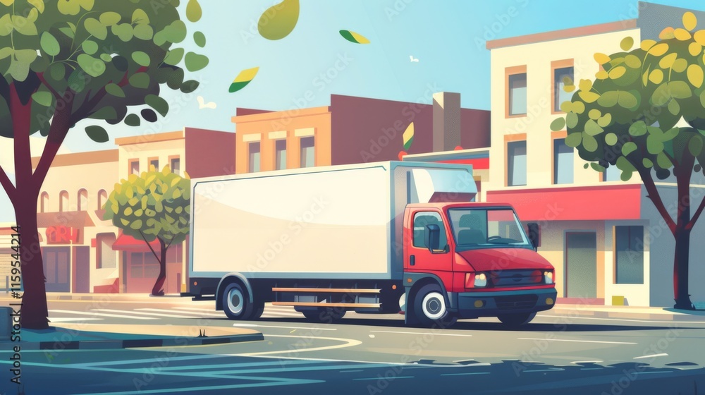 Obraz premium Delivery truck transportation illustration