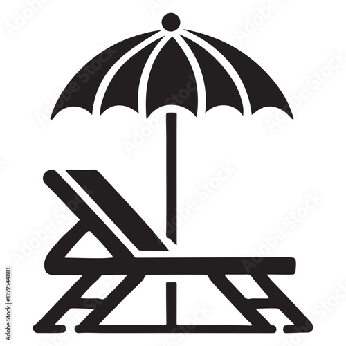 Relaxing Under the Beach Umbrella Silhouette Illustration
