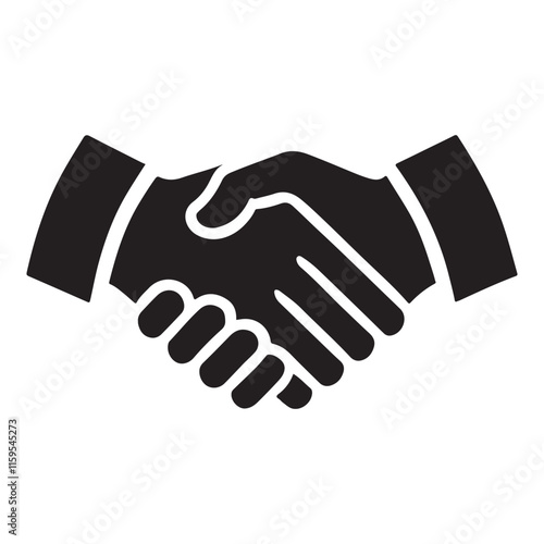 Solid Black Handshake Icon Vector Graphic Design