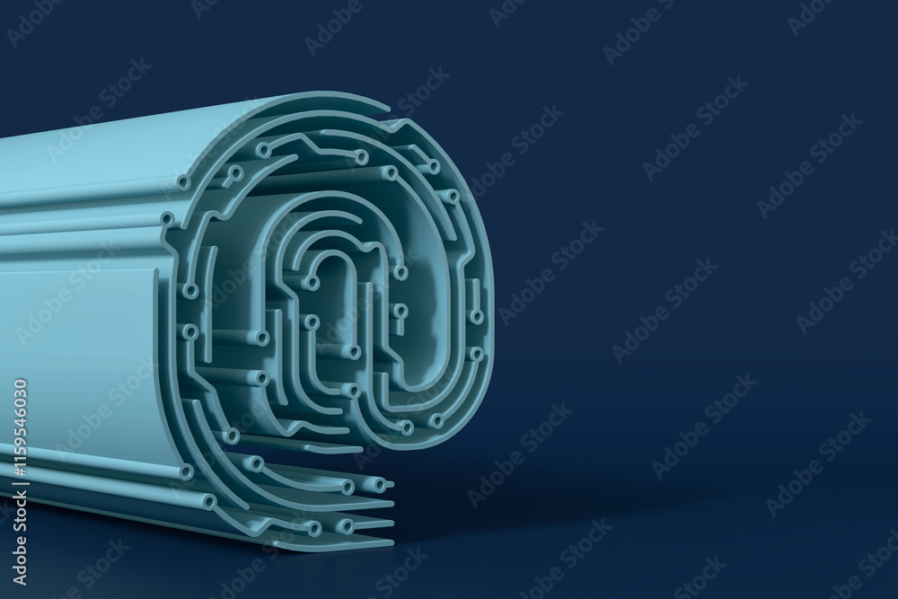 Obraz premium Email symbol transforming into electronic circuit on blue background.