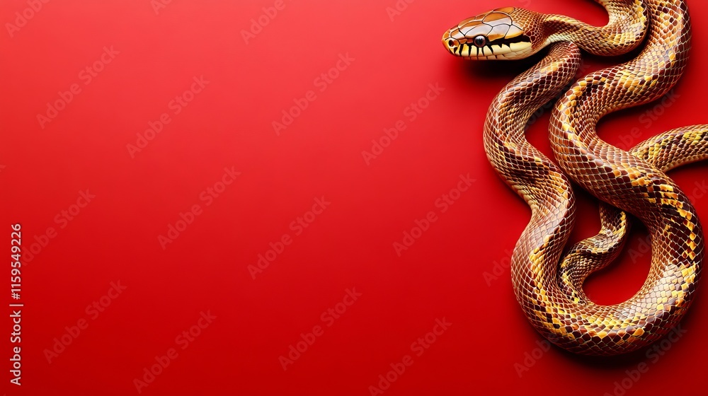 A snake on a red background A snake on a red background