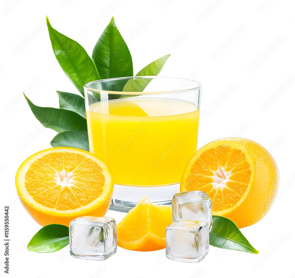 Refreshing citrus juice with fresh oranges and ice cubes kitchen countertop beverage photography bright and inviting close-up refreshment concept Refreshing citrus juice with fresh oranges and ice cubes kitchen countertop beverage photography bright and inviting close-up refreshment concept