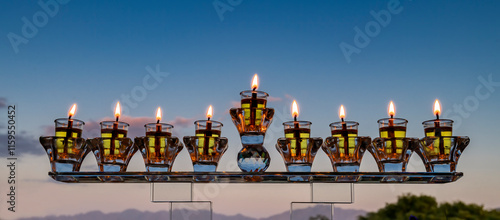 Hanukkah design. Image depicts Jewish Holiday of Miracle Light – Hanukkah, se...