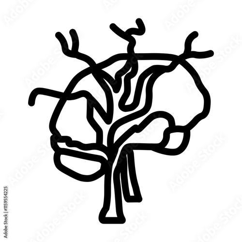 Brain Growth Vector Line Icon Design