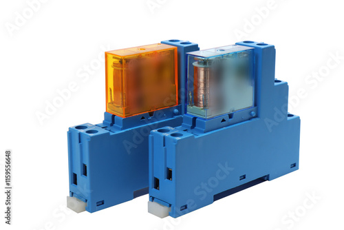 A relay module for controlling electrical loads over a data bus. Soft focus. Transparent background in png. photo