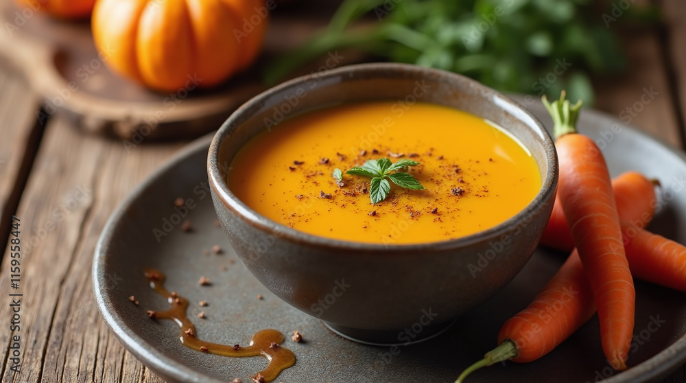 Pumpkin Carrot Cream Soup for Autumn or Fall Season Pumpkin Carrot Cream Soup for Autumn or Fall Season