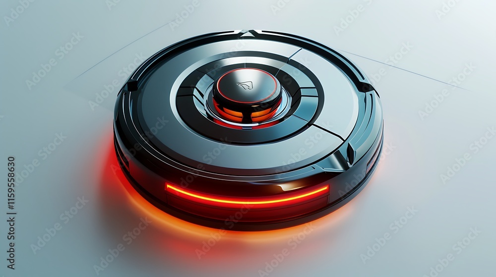 A high-tech robotic vacuum cleaner on a white background. A high-tech robotic vacuum cleaner on a white background.
