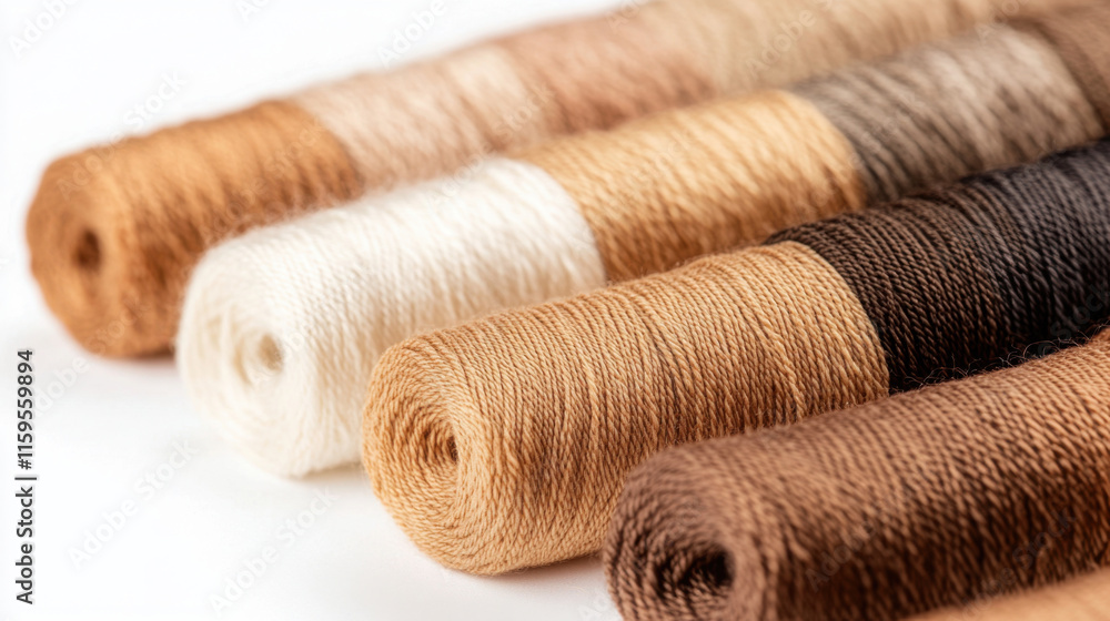 Close-up detail of natural cotton threads in assorted colors for textile crafting Close-up detail of natural cotton threads in assorted colors for textile crafting