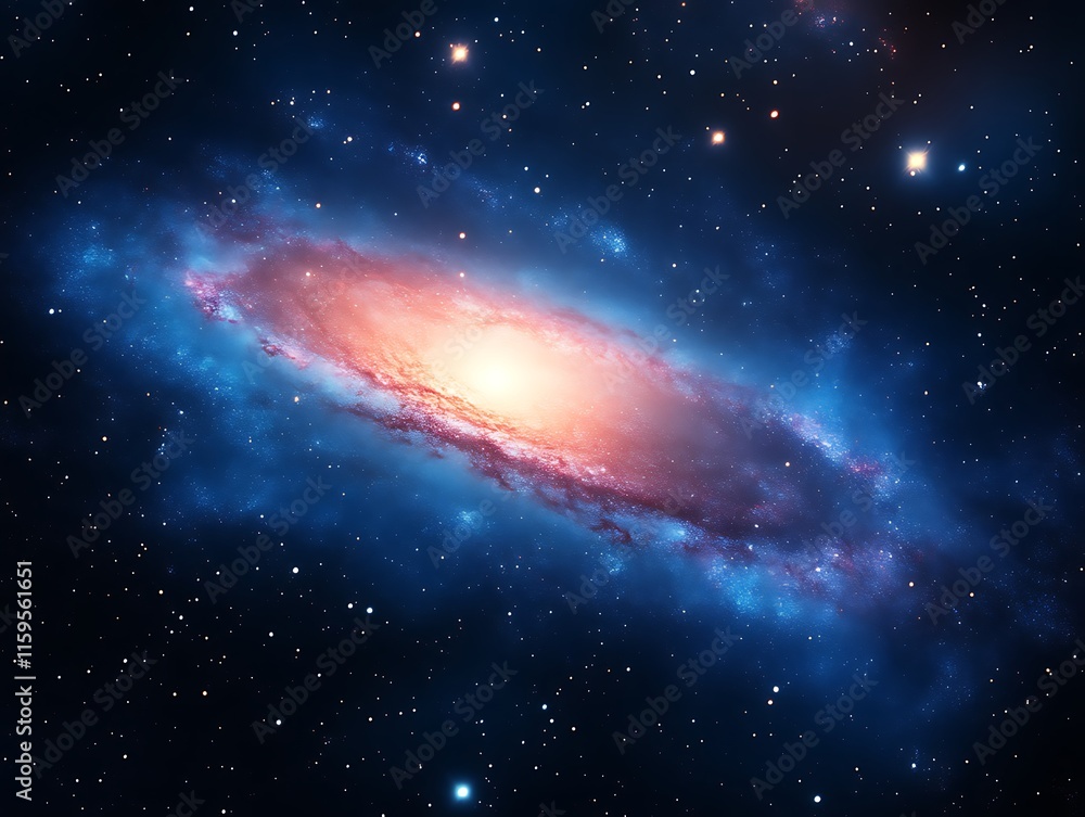 Fototapeta premium A vibrant spiral galaxy shines brightly in deep space