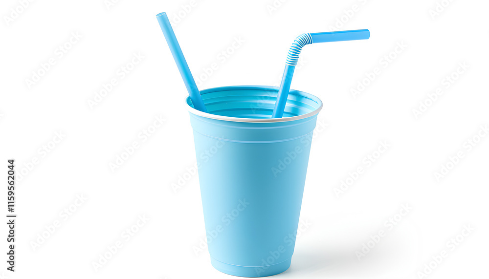 Light blue plastic cocktail tube isolated on white Light blue plastic cocktail tube isolated on white