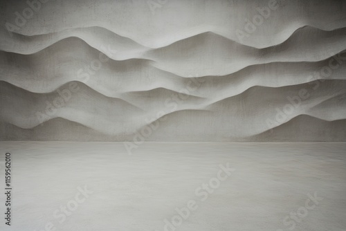 Sculpted wall creates depth with flowing curves, enhancing minim photo