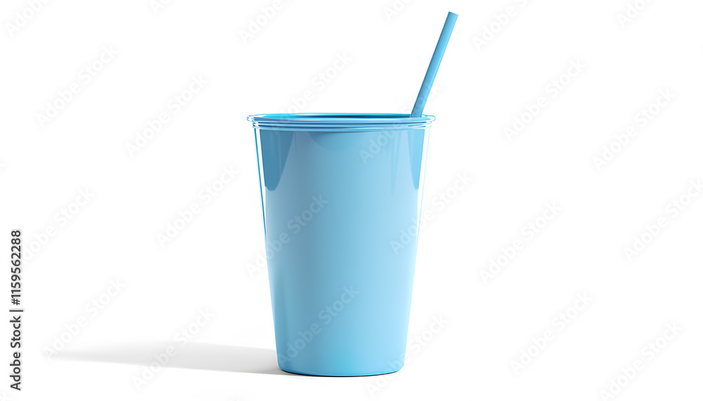 Light blue plastic cocktail tube isolated on white Light blue plastic cocktail tube isolated on white