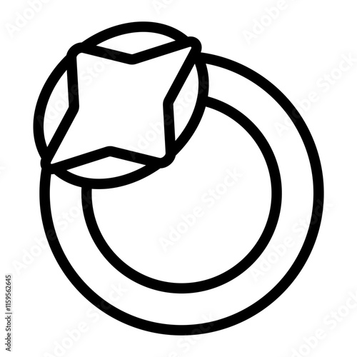 Crystal Brooch Vector Line Icon Design