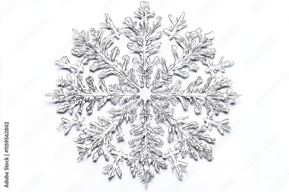 Intricate Ice Crystal Snowflake Design On White Intricate Ice Crystal Snowflake Design On White