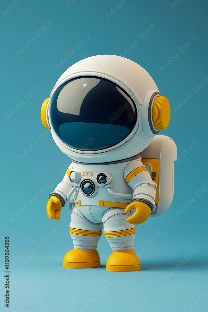 A cartoon astronaut in a white and yellow space suit A cartoon astronaut in a white and yellow space suit