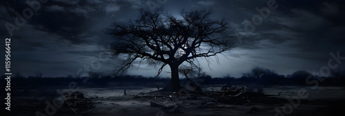 Haunting Serenity: A Ghoulish Portrait of the Midnight Sky under the Waxing Gibbous Moon photo