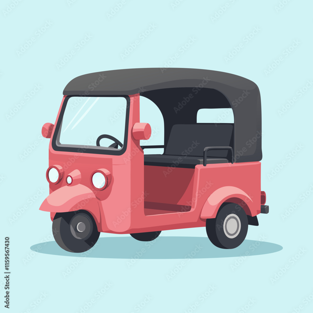 Fototapeta premium Retro vehicle illustration of a delivery truck or van on a white background with wheels